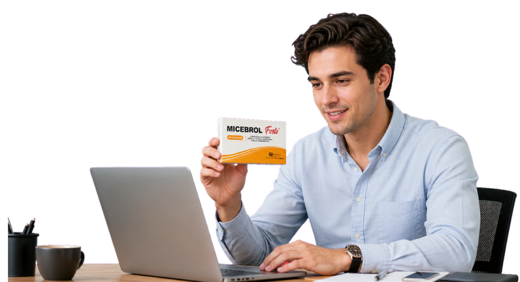 Profesional trabajando y sosteniendo Micebrol Forte